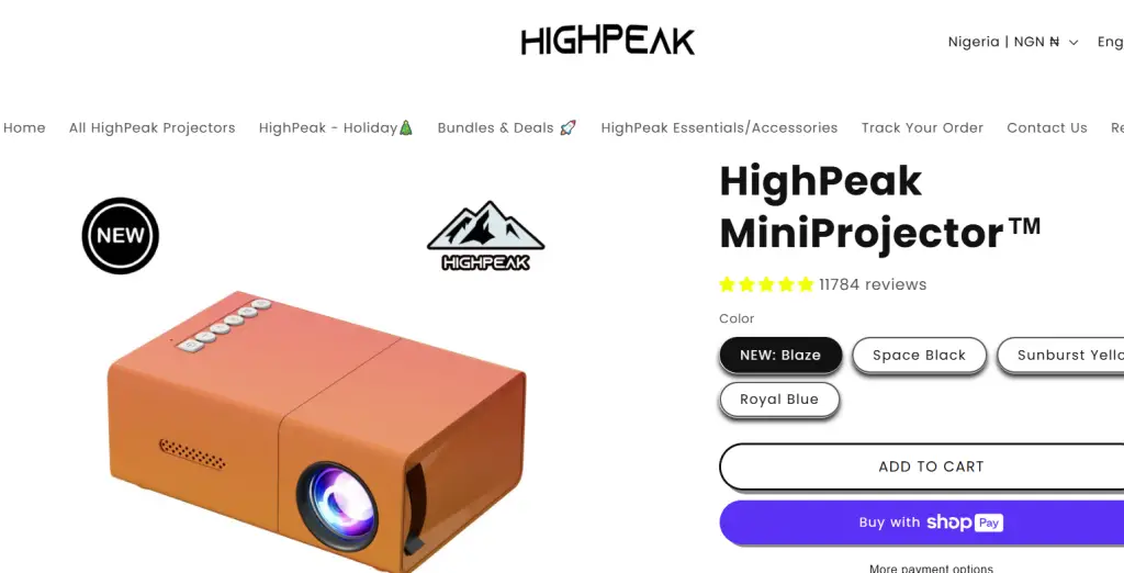 HighPeak Mini Projector Image 