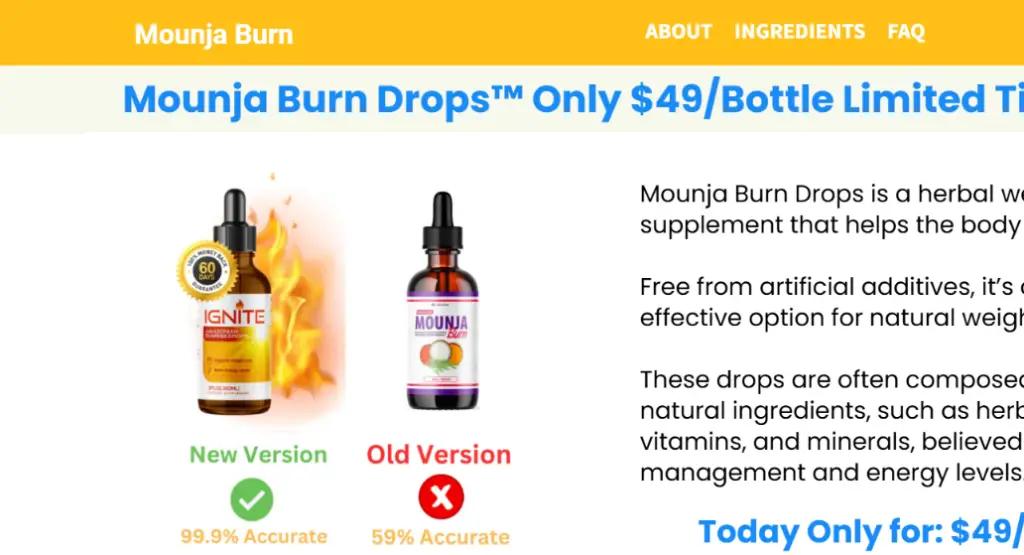 Mounja Burn Homepage 