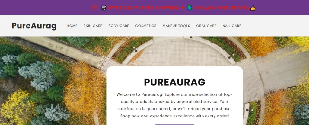 PureAurag.com Homepage 