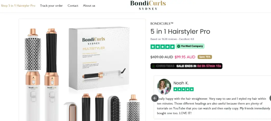 Bondi Curls Homepage 