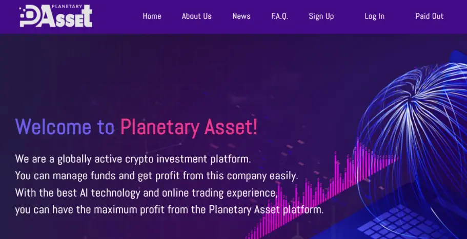 PlanetaryAsset.io Homepage