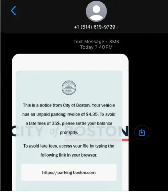 Boston Parking Ticket Text 