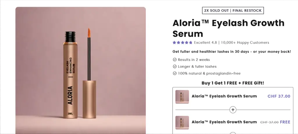 Aloria Lash Serum Homepage 