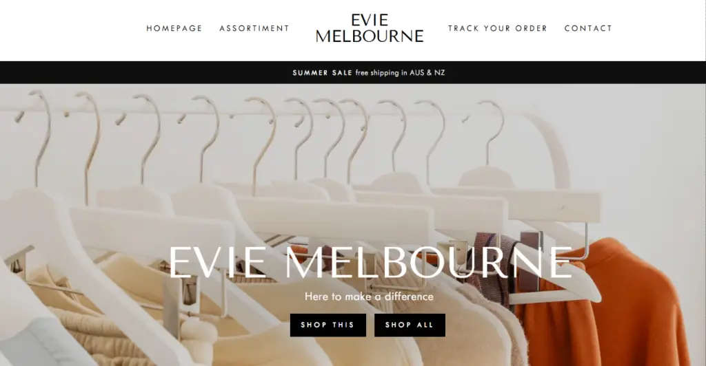 Evie Melbourne Homepage 