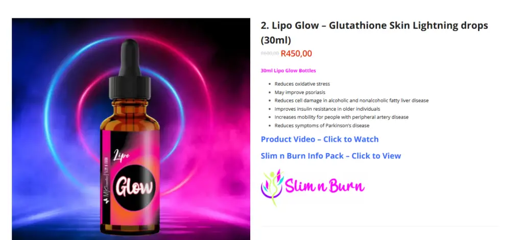 Lipo Glow Homepage 